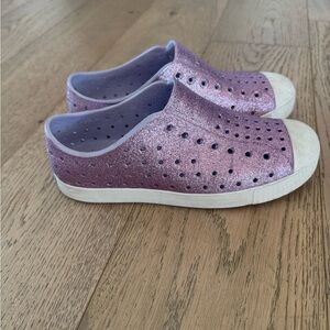 Native Girls Purple Glitter Slip On Shoe J3